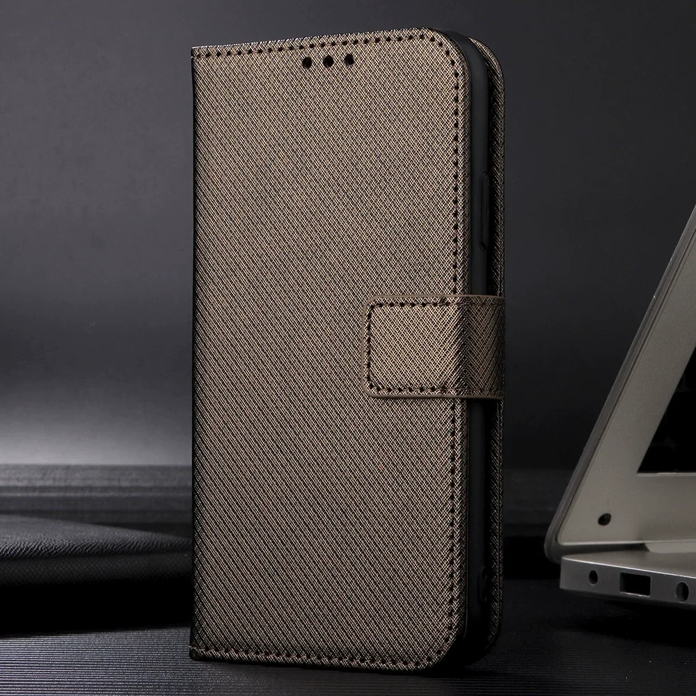 Diamond Leather Wristlet Wallet Case with Card Slots and Strap