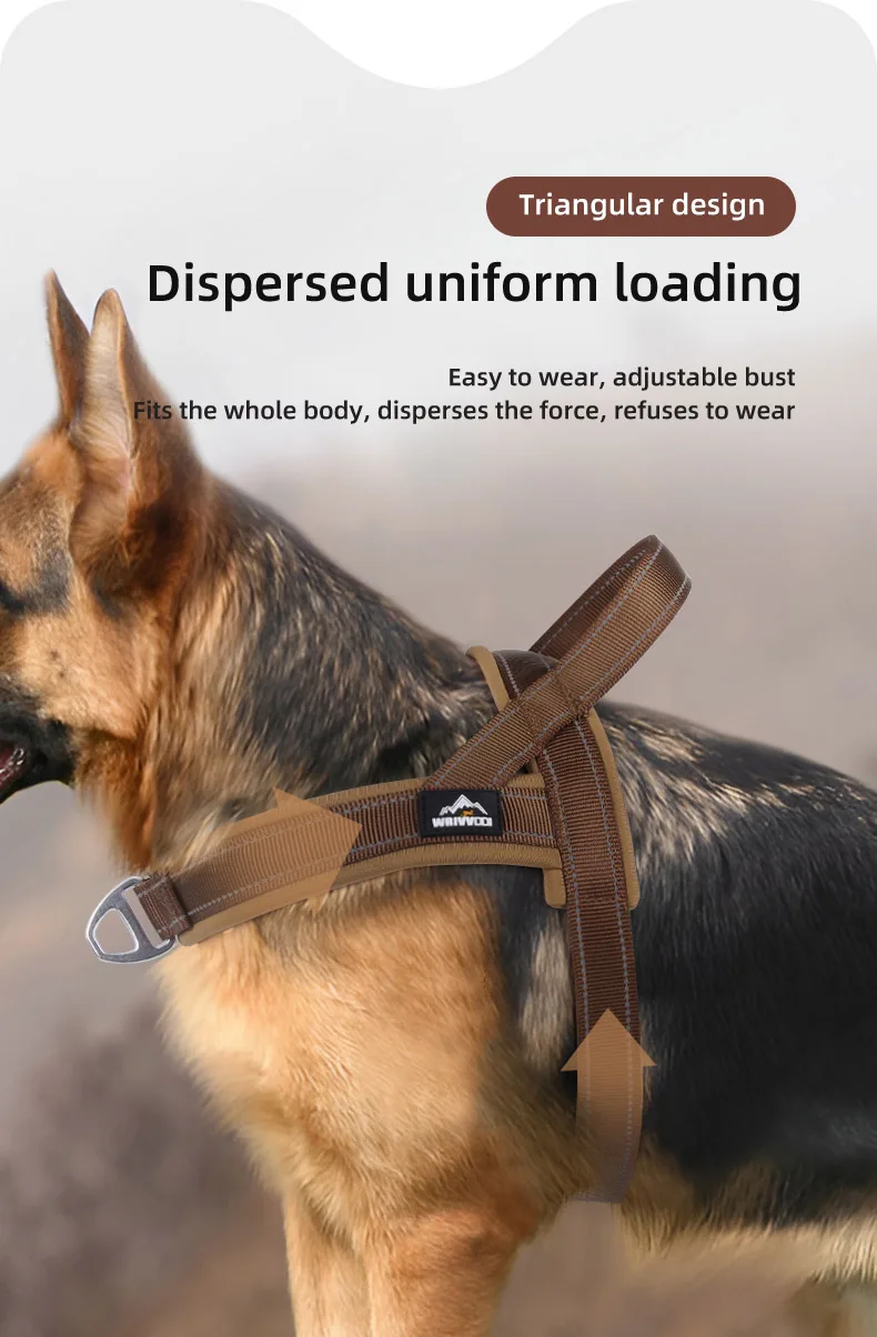 Tactical Dog Harness Escape-proof Padded Adjustable No Pull Vest_voghion.com