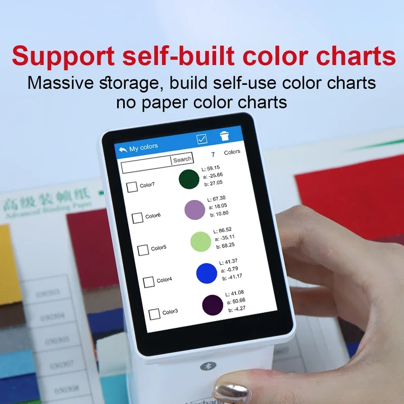 Portable Colorimeter Digital Colormeter CIE Lab CMYK Colorimeter Pantone Ral Ncs Color Matching Device 45/0 for Print LS172