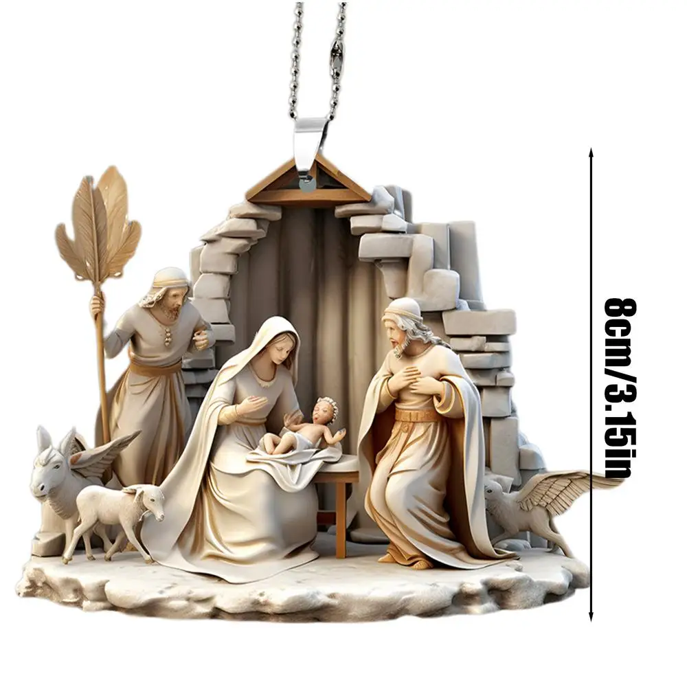 thumbnail image 1 of Adornos de acrílico para la escena de la natividad de Navidad con el nacimiento de Jesús, para el hogar, conmemoración religiosa sagrada para el árbol de Navidad, decoraciones para el coche, 1 of 5