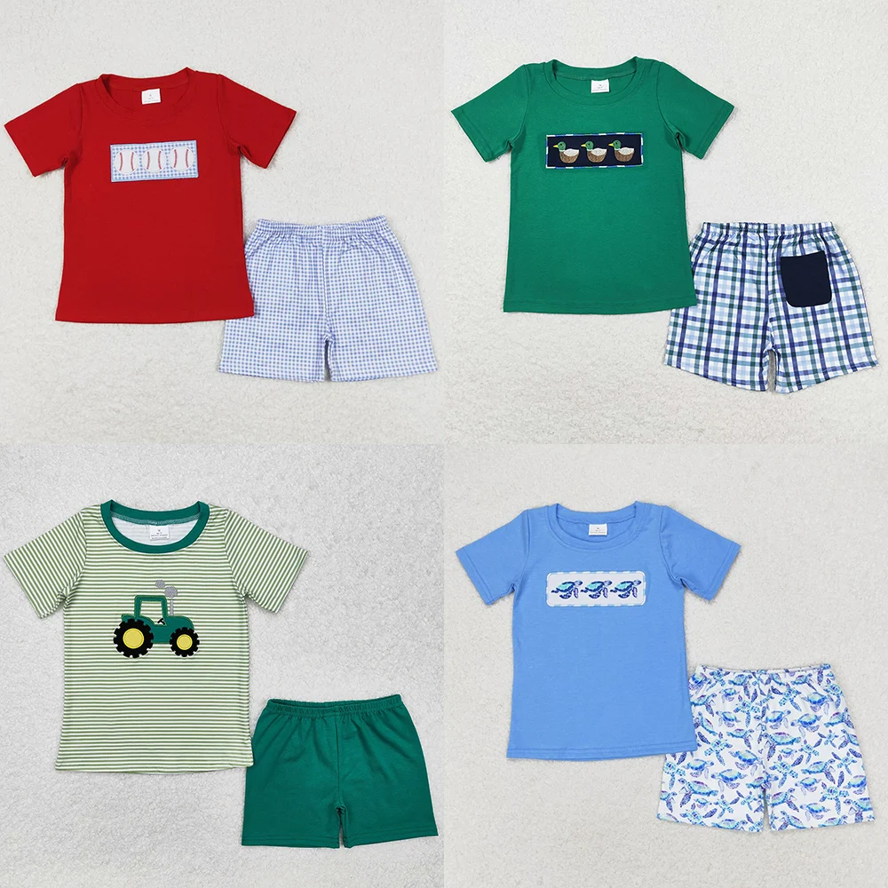 Kids Clothing Set Kids T Shirt Boys Clothing Set Kids Designer Clothes Boys Baseball Duck Embroidery Short Sleeve Shorts Sets Boutique Baby Boys Clothes
