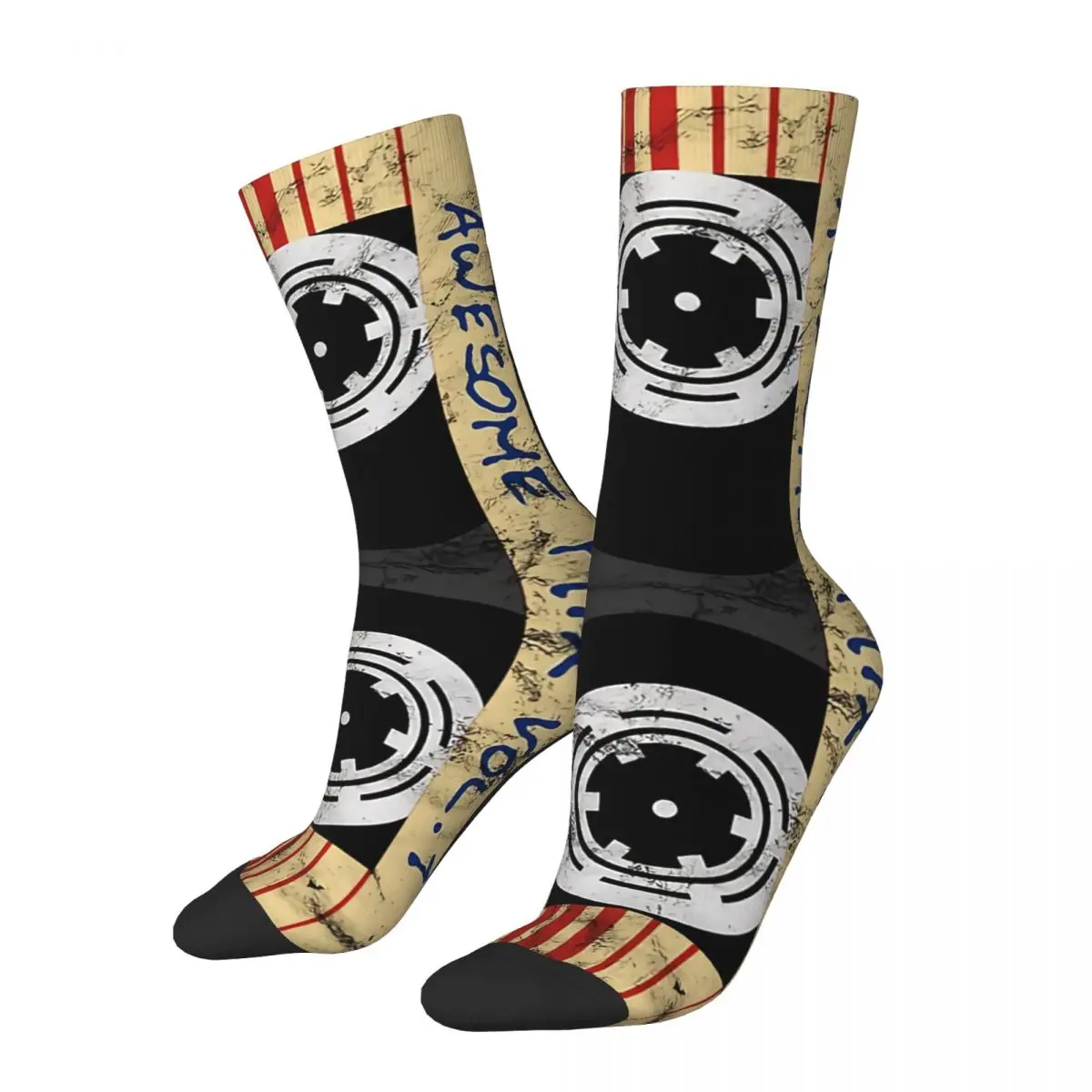 

Винтажные Потрясающие музыкальные художественные носки Mixtape для покупок с 3D принтом для мальчиков и девочек носки до середины икры