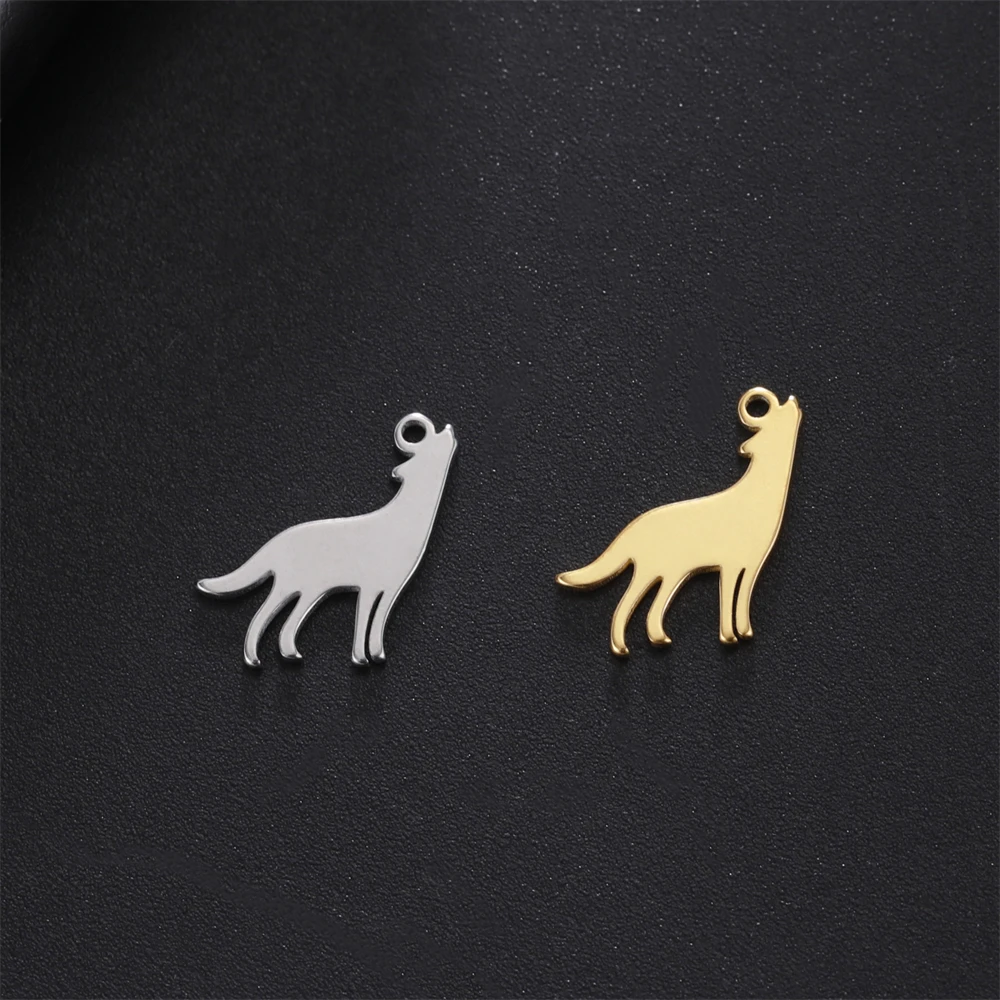 5 teile/los Edelstahl Heulender Wolf Anhänger Tiere Charms Für Schmuck Machen Diy Frauen Halskette Armband Tiny Charm Zubehör – Detail 5