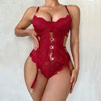 Ensemble de lingerie 2 pièces pour femme, soutien-gorge et dos en T, sous-vêtements féminins transparents, costume de batterie, jarretière, pilotes chauds, lingeries 7.0 6