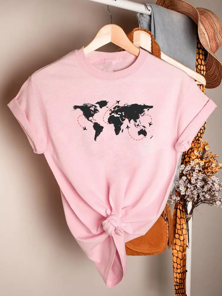 

Short Sleeve World Travel Trend Love 90s Clothing Casual Printed Tee Women Summer T Fashion Female Clothes Graphic T-shirts