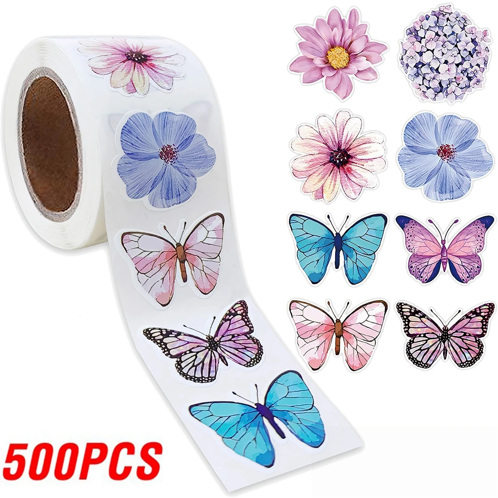 Colorful Butterfly Flower Stickers - 8 Unique Designs for Party Decorations and Scrapbooking