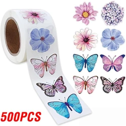 Colorful Butterfly Flower Stickers - 8 Unique Designs for Party Decorations and Scrapbooking (QY2626 - 500pcs - 1roll)