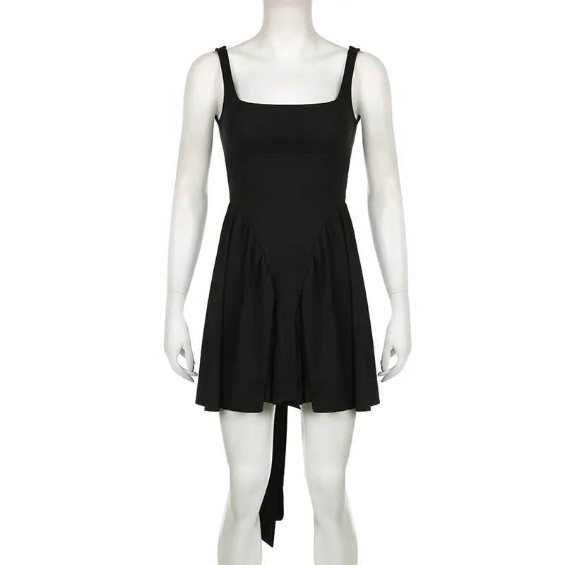 Vestido Bandage sin espalda para mujer, con lazo, pliegues, elegante, de cintura alta, para chicas atractivas, vestido sexy de calle con cordones 2025.