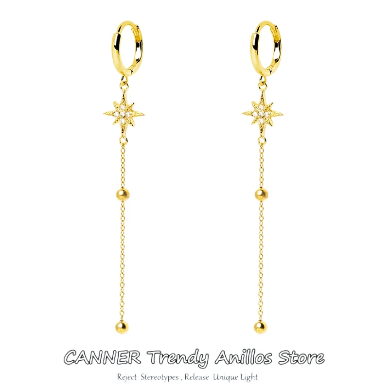 

CANNER Long Tassel Gold Silver Color Dangle Earrings for Women Wedding Jewelry 100% 925 Silver Drop Earing Fashion Jewelry Gifts