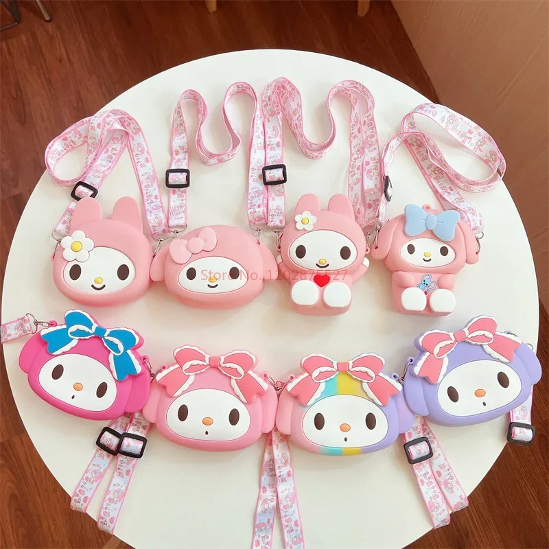 

Sanrio Helo Kitty My Melody креативная мультяшная Наплечная Косынка сумка для карт мягкая супер милая маленькая сумка Детский силиконовый кошелек