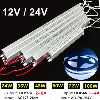 12V 24V Strip แหล่งจ่ายไฟ 100W AC TO DC กลางแจ้ง IP20 กันน้ํากันฝุ่นอลูมิเนียม Light Strip DRIVER Transformer 1
