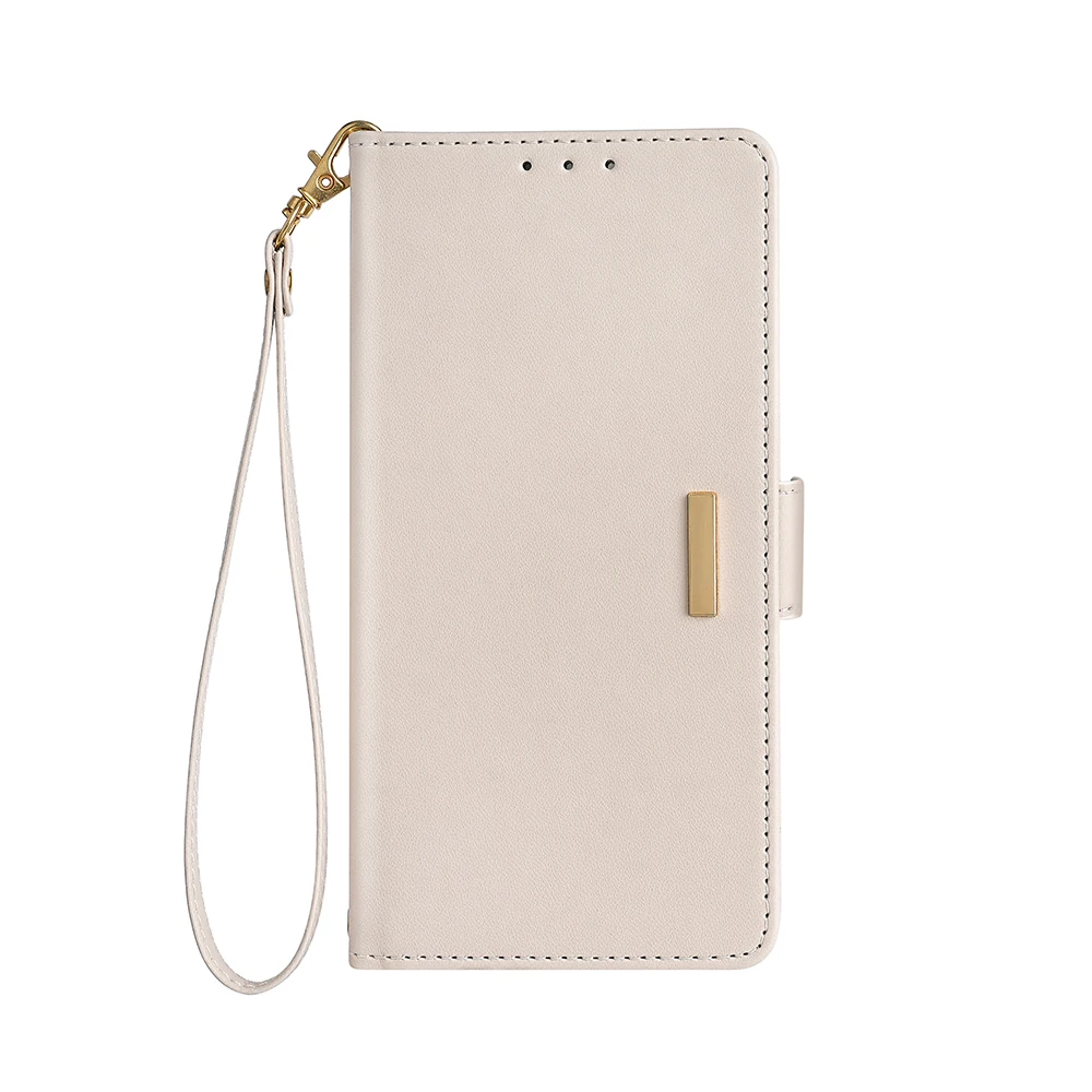 Magnetic Leather Flip Wallet Case with Card Slots and Side Buckle - Shockproof Cover