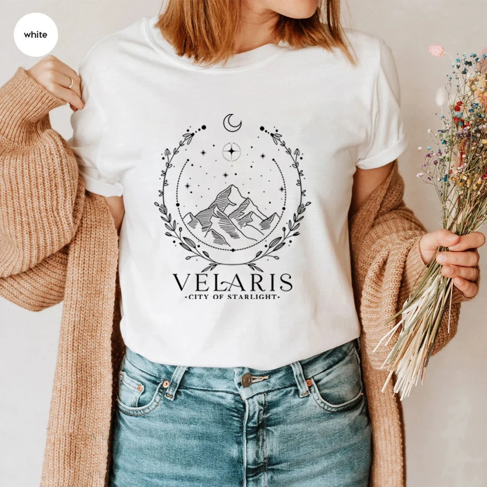 Velaris Tshirt Velaris City of Starlight 셔츠 The Night Court 셔츠 SJM Merch ACOTAR 셔츠 유니섹스 반소매상의