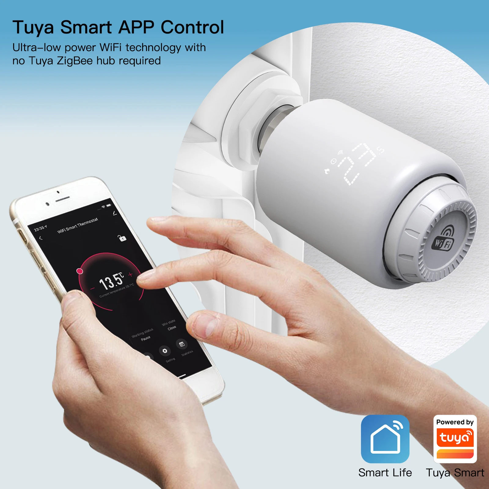

Tuya Smart WiFi Thermostatic Radiator Valve Actuators Remote Home Heating Temperature Controller Alexa Google Home Voice Control