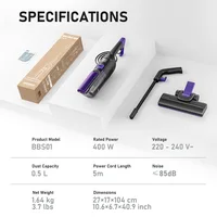 BIGBANN Aspirateur balai 3-en-1, aspirateur à main filaire avec une puissante aspiration pour sols durs, maison, poils d'animaux et petits espaces 6