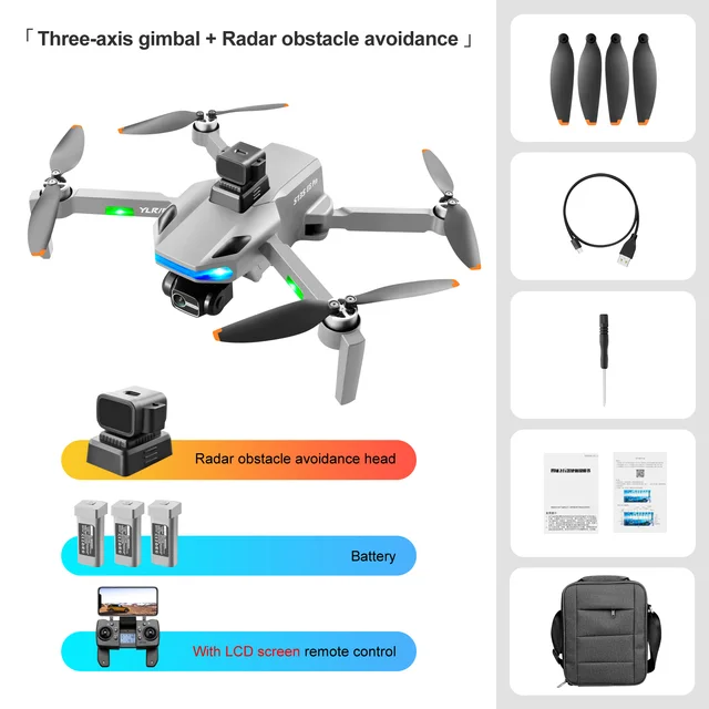 Drone Sans Pinceau S2 RC Avec écran, 8k HD Dual Camera Remote Control