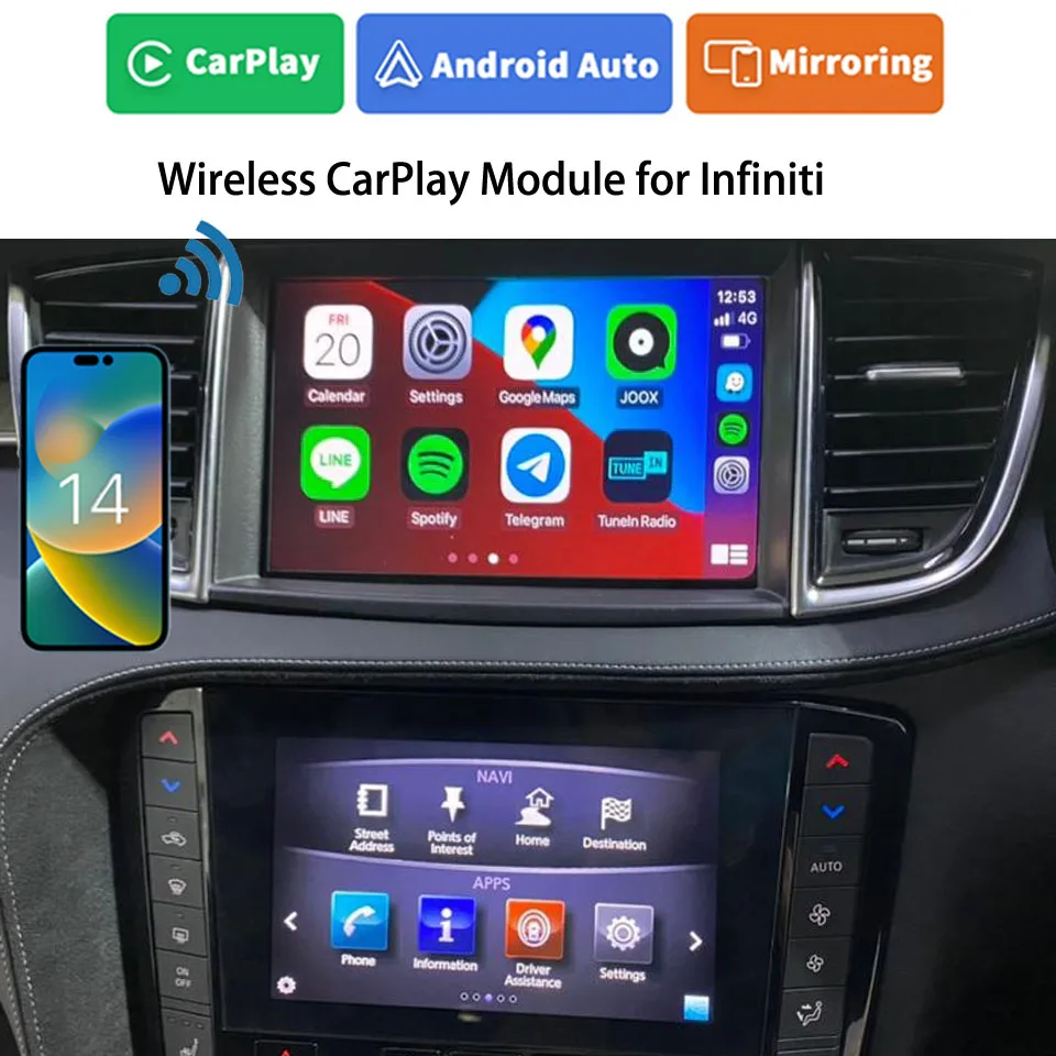 

Apple CarPlay Android Auto Decoder For Infiniti Q50 Q60 Q70 QX50 Q50L 2015-2019 Interface Support Mirror-Link Car Play Airplay