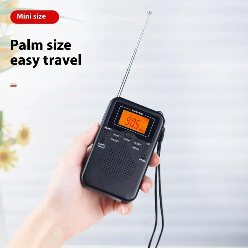 대형 LCD 화면 디지털 알람 시계 라디오로 작동되는 뛰어난 수신 배터리를 갖춘 M5TD FM 휴대용 라디오
