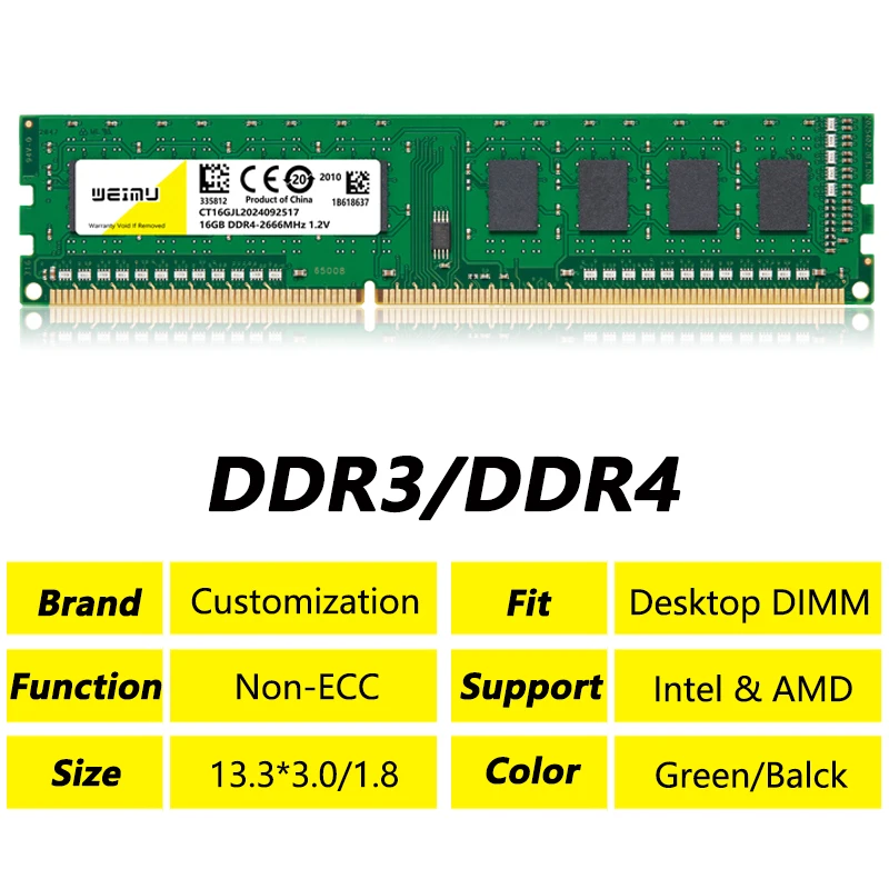 DDR3 DDR4 2GB 4GB 8GB 16GB Desktop Memory 1066 1333 1600Mhz PC3 8500 10600 12800 240Pin PC4 17000 19200 21300 288Pin Desktop Ram Memory