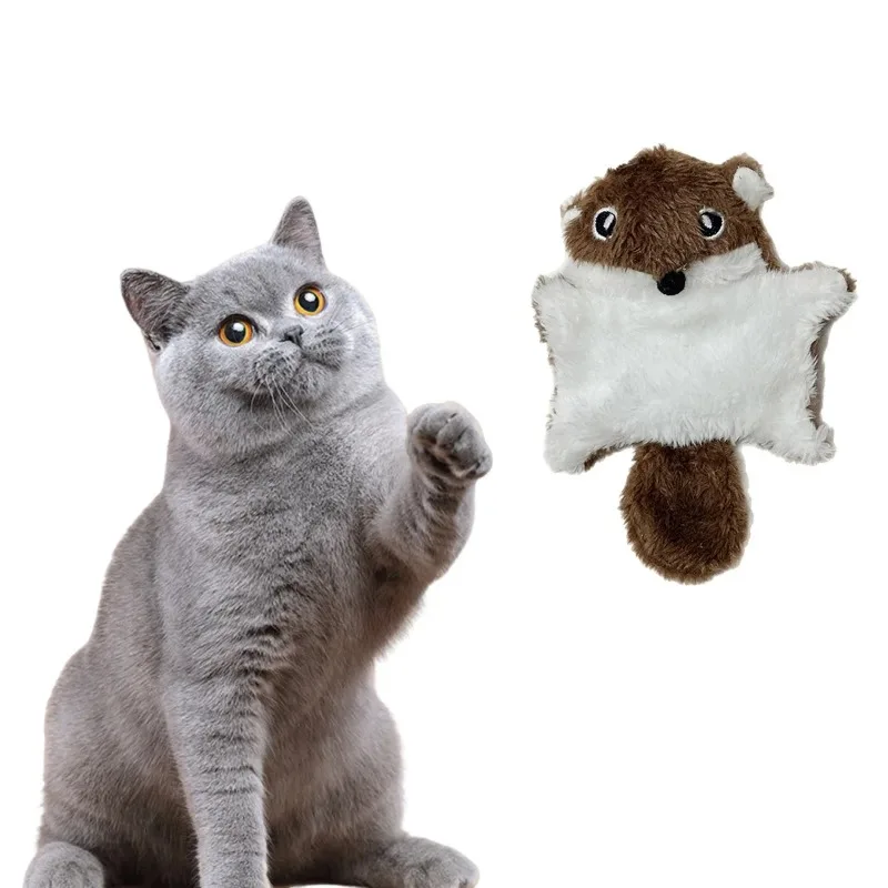 Crinkle Sound Flying Squirrel Cat Toy Plush & Rustling Paper Design for Interactive Play & Anxiety Relief Used for Pets Playing