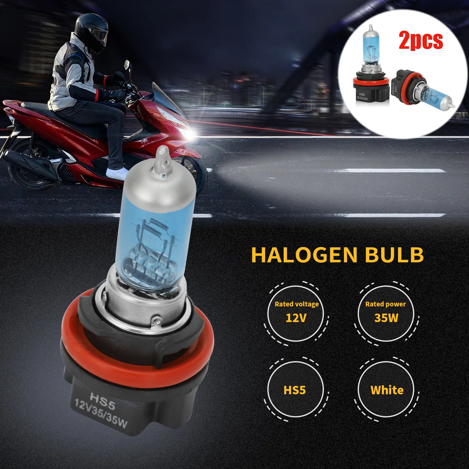 1 Paio Hs5 Lampadina Alogena Bianca Per Faro Per Suzuki V50 V50G Ca42A Ca44A Per Honda Pcx125 Pcx150 Yamaha 35/35W