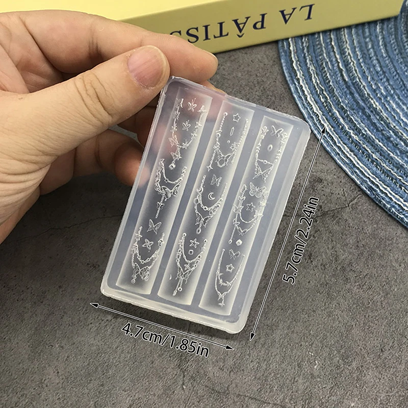새로운 리본 모양 비즈 체인 리본 3D 실리콘 몰드 네일 아트 장식 DIY 디자인 실리콘 네일 아트 몰드 템플릿 네일 참 장