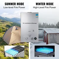 VEVOR-Chauffe-eau sans réservoir au gaz GPL, gaz propane, acier inoxydable, bomicrophone, kit de douche de camping, 6L-18L 3