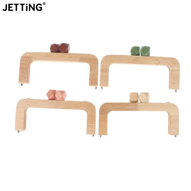 

1pc 20cm Bag Frame Wood Handle Wooden Bags Closure Kiss Clasp Purse Frames Lock Buckles Handles DIY Accessories For Handbags
