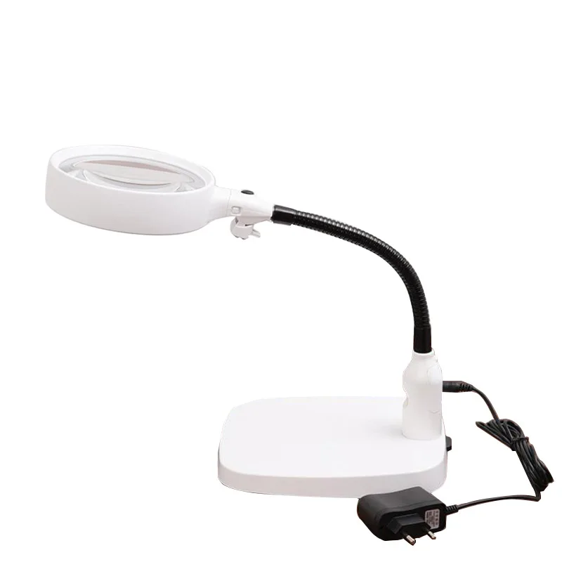 

10X Illuminated Reading Magnifying Glass with 6 Led Desktop Magnifier Desktop Soldering Loupe Glass for Jewelry Appraisal Repair