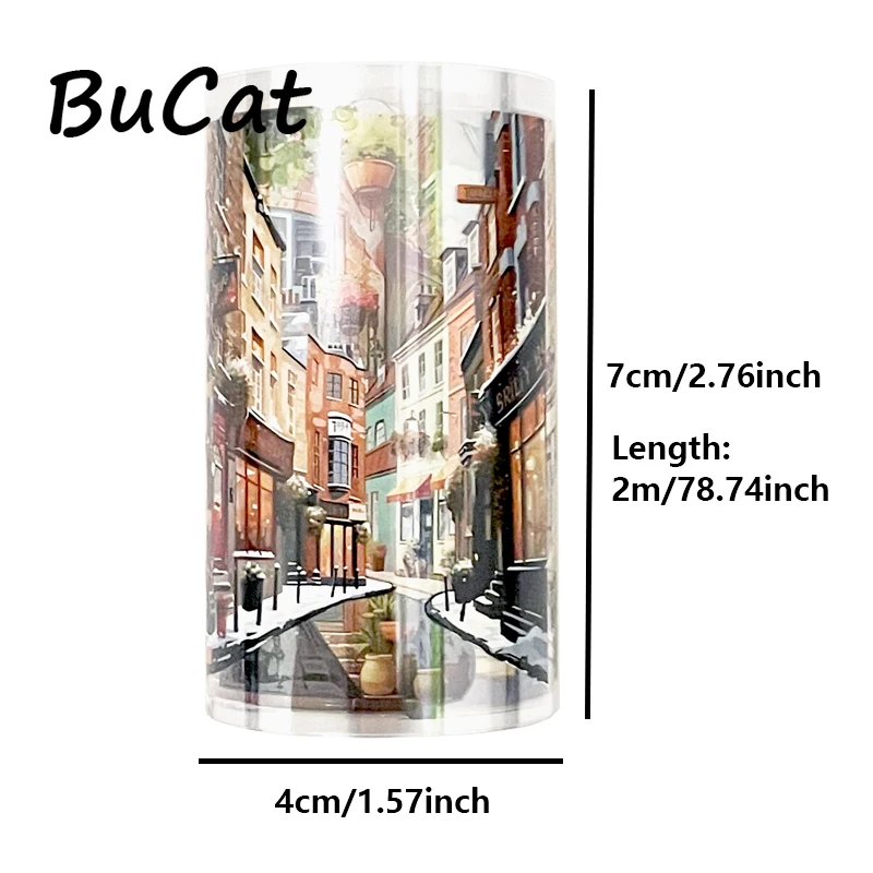 2m/Roll European Style Architecture PET Transparent Tape Decorative Adhesive Stickers for Scrapbooking Journal Card Making 5
