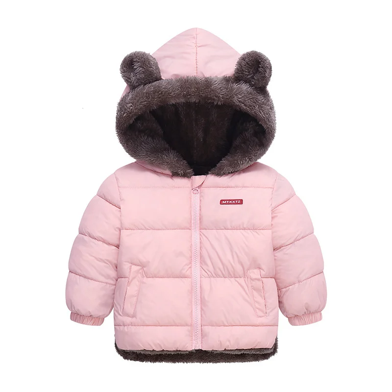 Baby Boys Girls Down Outerwear Kids Fashion Plus Velvet Coat Children Fur Hooded Casual Clothes Autumn Winter Thick Warm Jackets - 3
