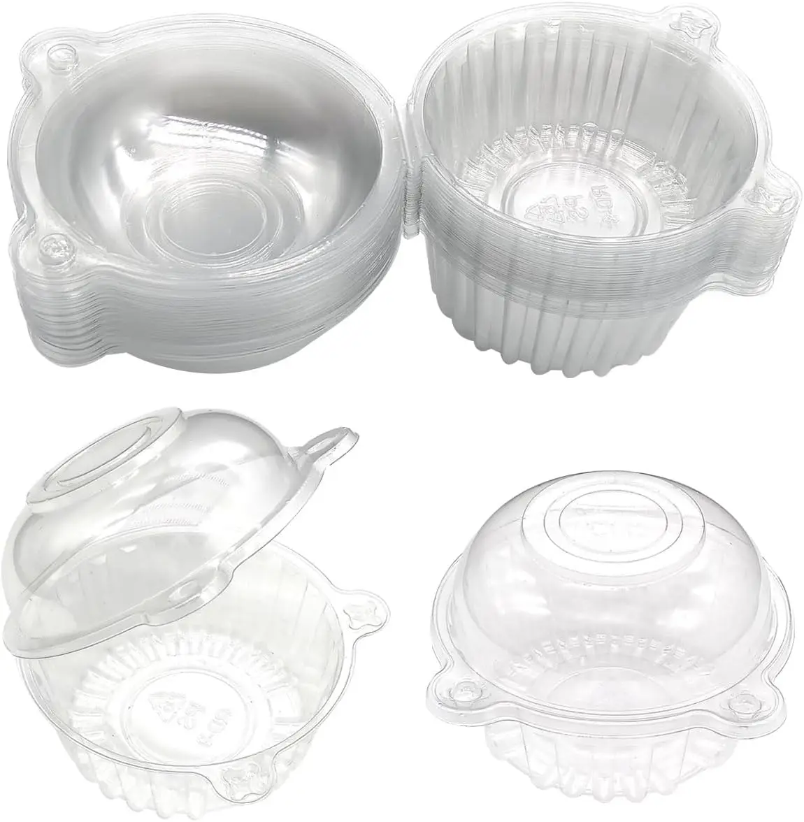 20pcs Disposable Cupcake Holders Clear Plastic Packaging Box with Cover Food Container for Desserts Fruit Bread Party Favor Cake