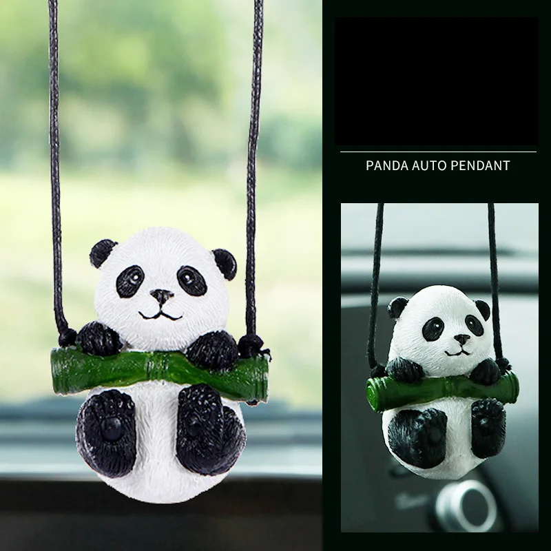 Nuova Resina Cute Anime Accessori Per Auto Swing Bamboo Panda Ciondolo Auto Specchietto Retrovisore Ornamenti Regalo Di Compleanno Accessori Per Coppi