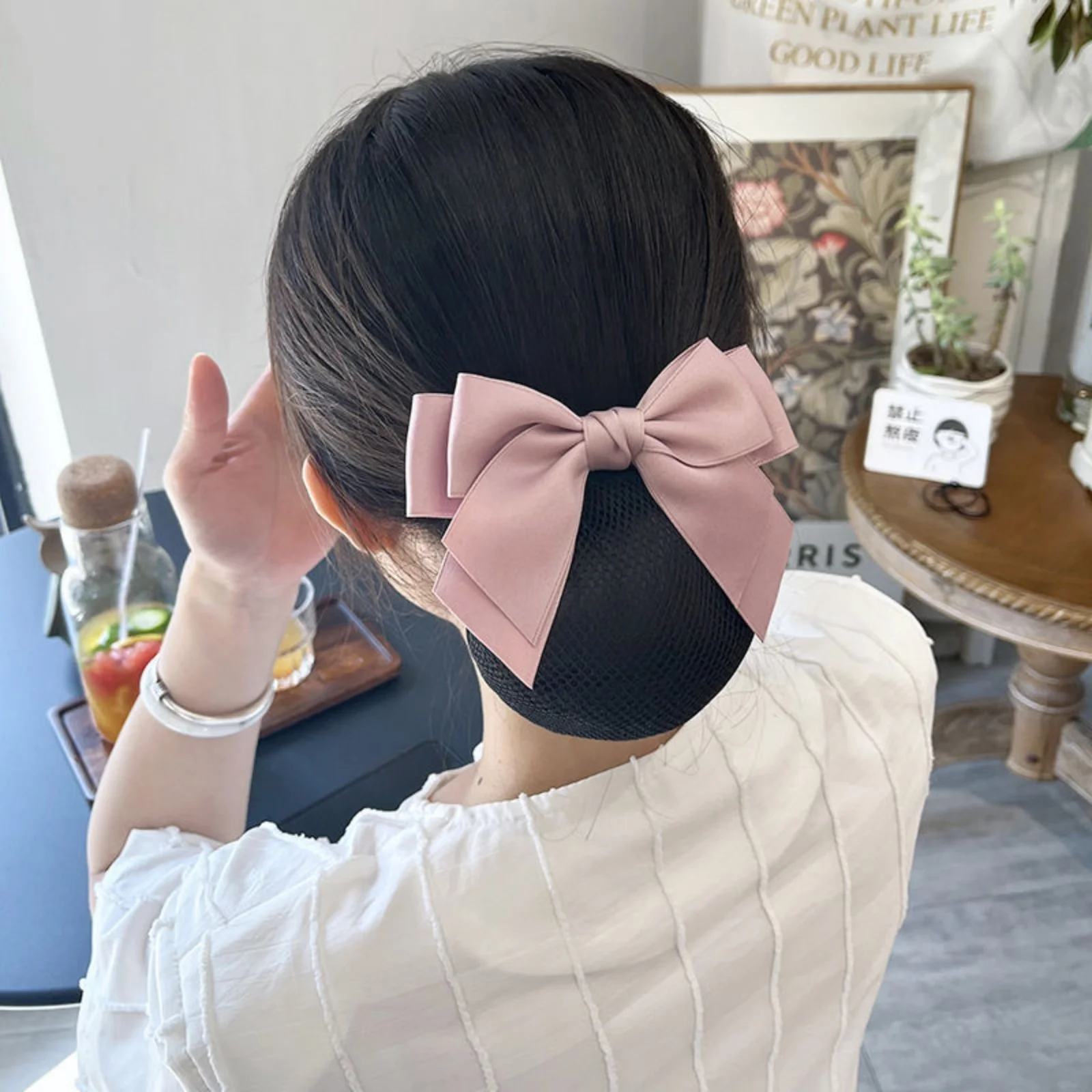 1PC Elegant Bow Hair Net for Professionals, Nurse/Air Stewardess Work Hair Accessory, Multiple Colors Available for Daily Use