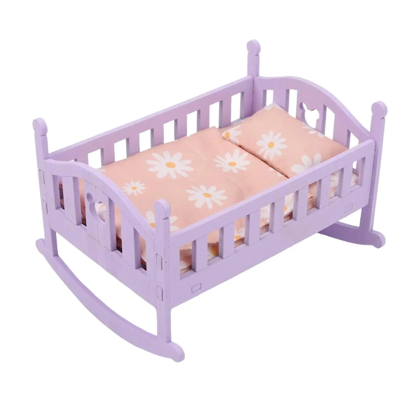 Baby Doll Bed Furniture Set with Bedding Set for 1/12 Doll Decoration Accessory