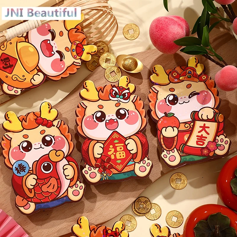 

6Pcs 2024 Dragon Year Chinese Style Red Envelopes Spring Festival Lucky Money Blessing Pocket Red Packet New Year Decoration