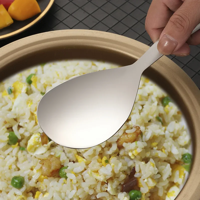 Stainless Steel Spoons Silver Gold Soup Rice Spoon Tableware Stainless Steel Long Handle Cooker Scoop Buffet Serving Cutlery