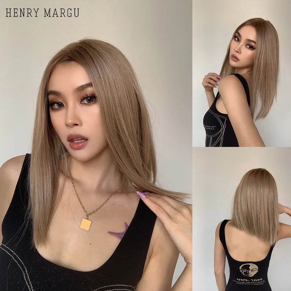 HENRY MARGU Middle Long Lace Front Synthetic Wigs Straight Natural Hairline Cosplay Lace Hair Wigs for Women Afro Heat Resistant