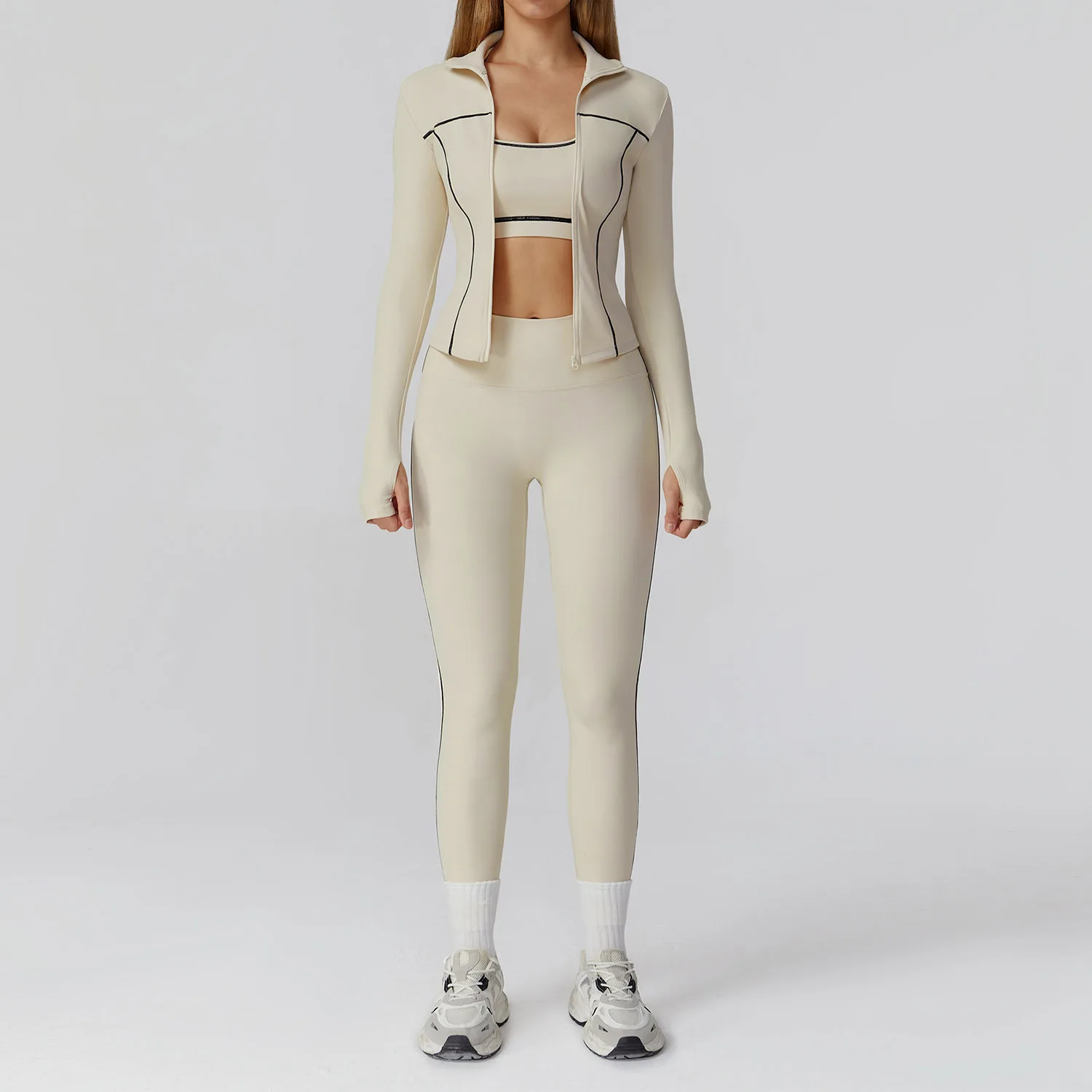 “Madelaine” Sexy Activewear Set with Zip Up Jacket - Image 7