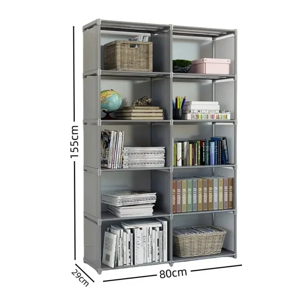 DIY Wardrobe Bookshelf Simple Bookshelf Multi Layer Easy Assembly Plastic Square Storage Rack Living Room Study Room Bedroom