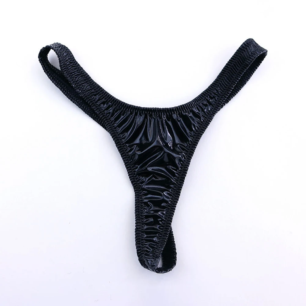 

Womens Sexy Patent Leather Thong Black Low Rise G-String Open Butt Knickers T-back Underwear Hot Panties Seduction Lingerie