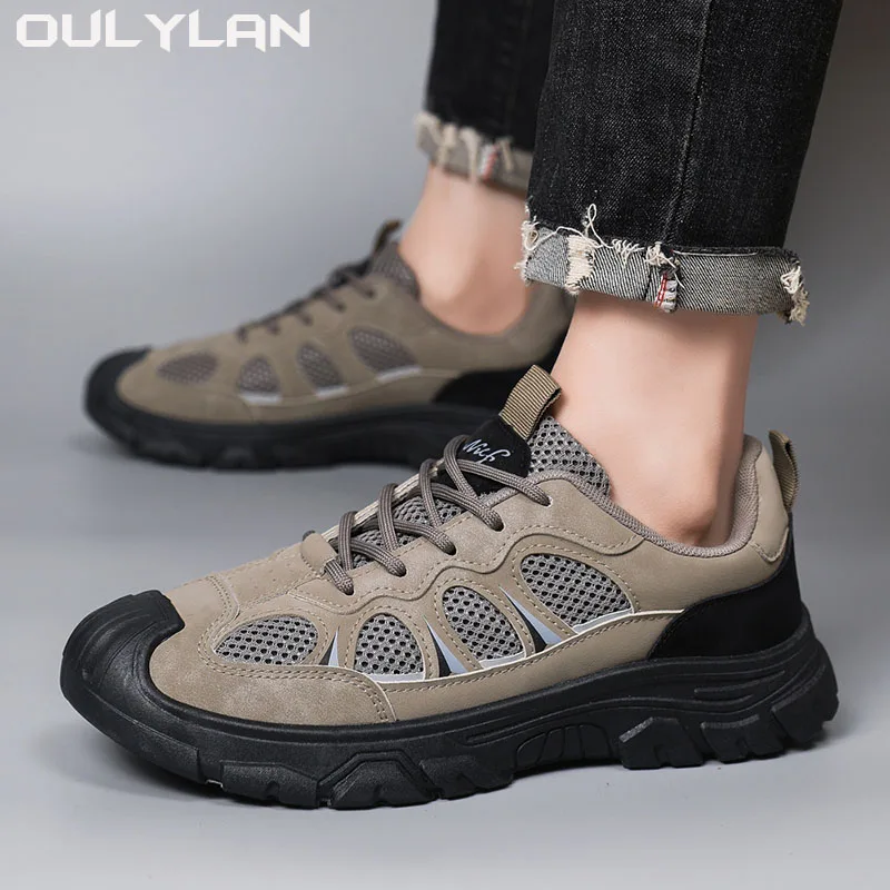 

Oulylan Fashion Outdoor Hiking Shoes Men Comfortable Trekking Travel Shoes Man Non-slip Sneakers Male Walking Shoes 2024