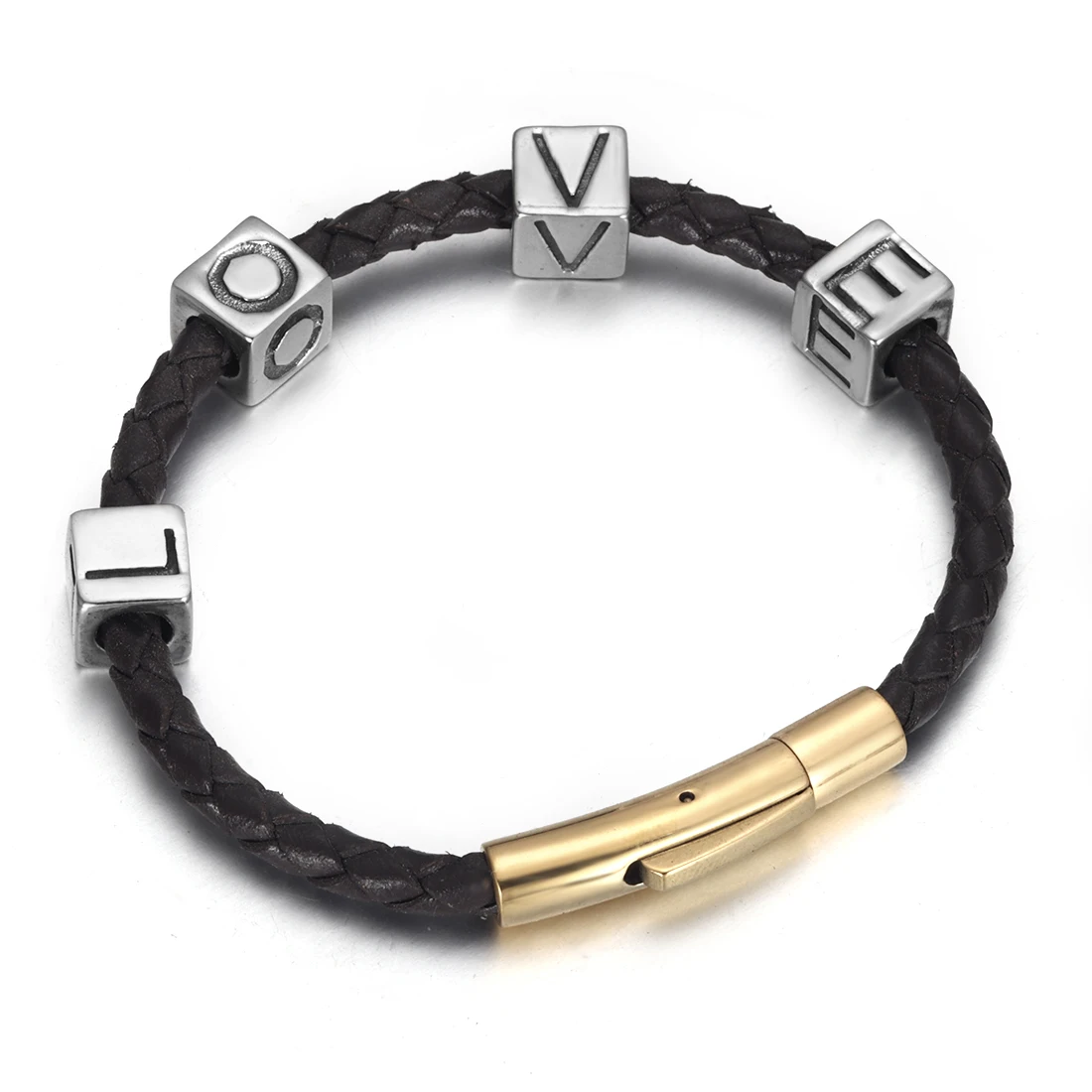 Niemals verblassende Edelstahl-Perlen mit 26 Buchstaben, 5 mm Loch, für Lederband, Armband, Halskette, Charms, DIY-Schmuckherstellungszubehör – Detail 4