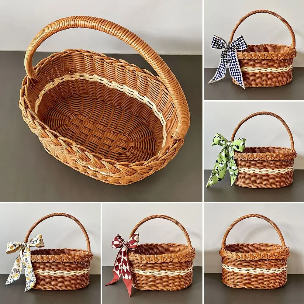 Willow Rattan Flower Basket Small Storage with Handle Sturdy Flower Arrangement Basket Fruit Handmade Rattan Basket Picnic 3