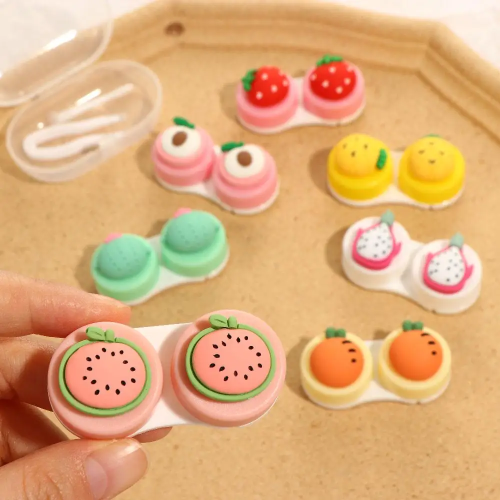 

Sealed Cute Rectangle Cartoon Transparent Fruit Storage Eye Care Contact Lens Container Mini Contact Lens Case Lenses Box