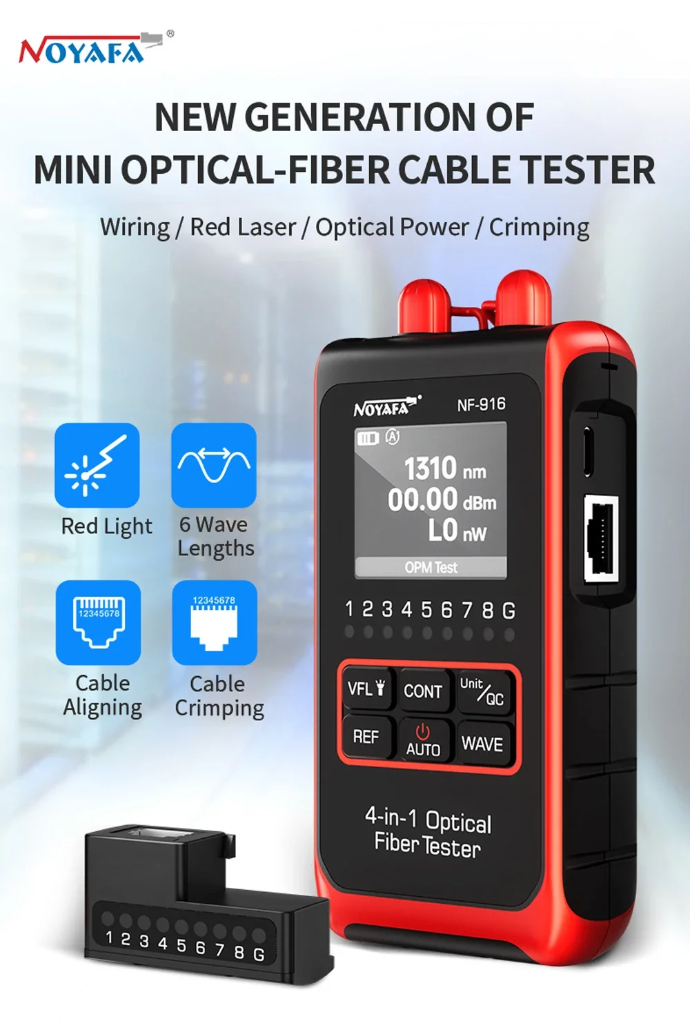 NOYAFA NF-916 Fiber Optical Power Meter VFL REF FC SC ST Visual Fault Locator LC