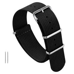 Versatile Nylon Watch Strap - Breathable & Comfortable in Multiple Colors - 22mm (Black)