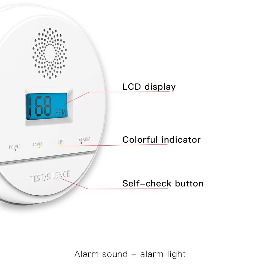LCD CO Sensor Work alone Built-in 85dB siren sound Independent Carbon Monoxide Poisoning Warning Alarm Detector carbon monoxide alarm carbon monoxide detector
