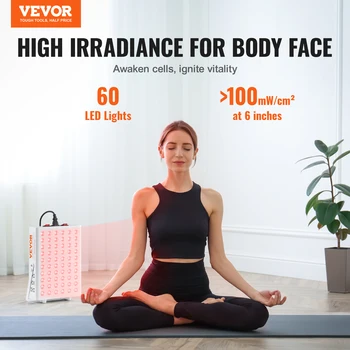 Alternative view of Red Light Therapy for Body Face 60 Dual-Chip LEDs Red 660nm High Power Red Light Therapy Panel