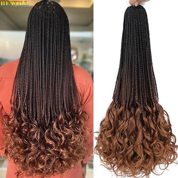 14 18 24 Inch French Curl Crochet Braids Boho Goddess French Curl Box Braids Crochet Hair Synthetic French Curly Braiding Hair 1